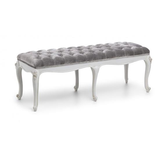 Buttoned French Bed End Stool